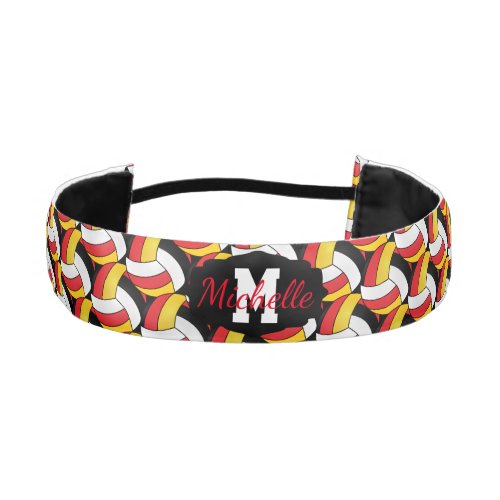 Volleyball  in Black Red Gold and White Athletic Headband