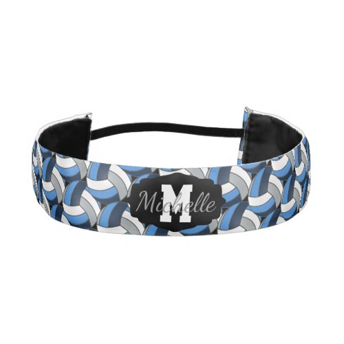 Volleyball  in Blue Dark Blue Gray and White Athletic Headband
