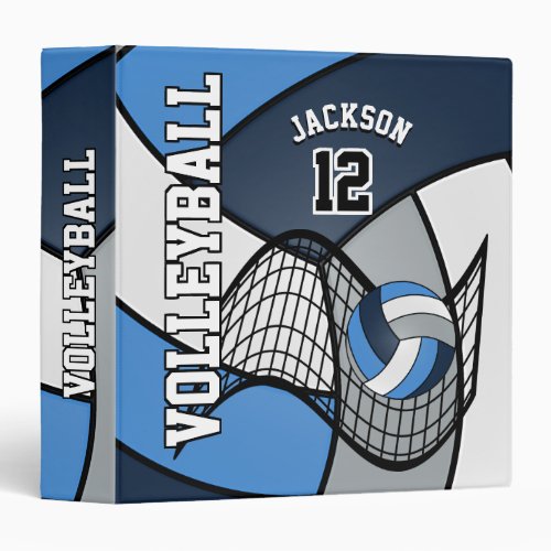 Volleyball in Blue Dark Blue Gray and White Binder