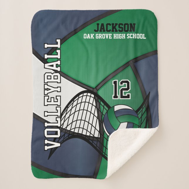 Volleyball 🏐 in Blue, Green and White Sherpa Blanket (Front)