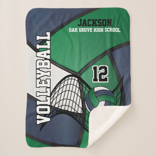 Volleyball  in Blue Green and White Sherpa Blanket