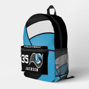 Volleyball in Blue, White and Black  Printed Backpack