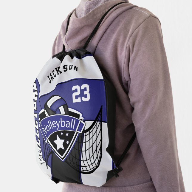 Volleyball in Dark Blue - DIY Text   Drawstring Bag (Insitu)