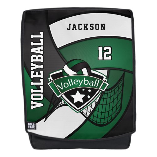 Volleyball in Dark Green Black and White Backpack