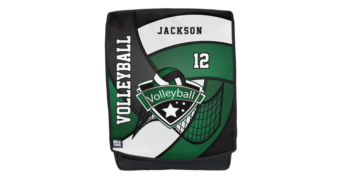 Volleyball in Dark Green, Black and White Backpack Zazzle
