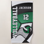 Volleyball in Dark Green, Black and White  Beach Towel