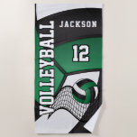 Volleyball in Dark Green, Black and White Beach Towel Volleyball in Dark Green, Black and White Beach Towel