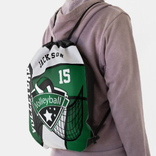 Volleyball in Dark Green - DIY Text Drawstring Bag