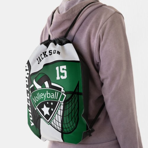 Volleyball in Dark Green _ DIY Text Drawstring Bag
