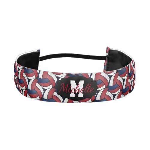 Volleyball  in Dark Red Blue and White Athletic Headband