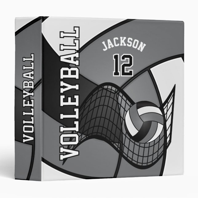 Volleyball in Gray, Black and White Binder (Front/Spine)