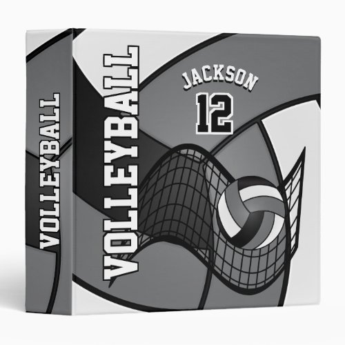 Volleyball in Gray Black and White Binder