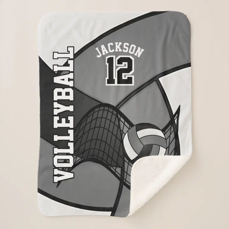 Volleyball in Gray, Black and White Sherpa Blanket Zazzle