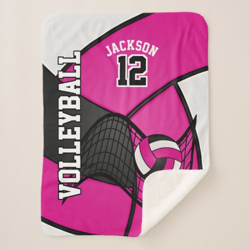 Volleyball in Hot Pink Black and White Sherpa Blanket