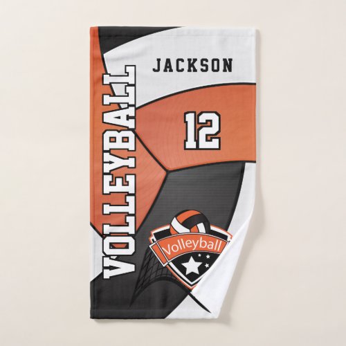Volleyball in Orange Black and White Hand Towel