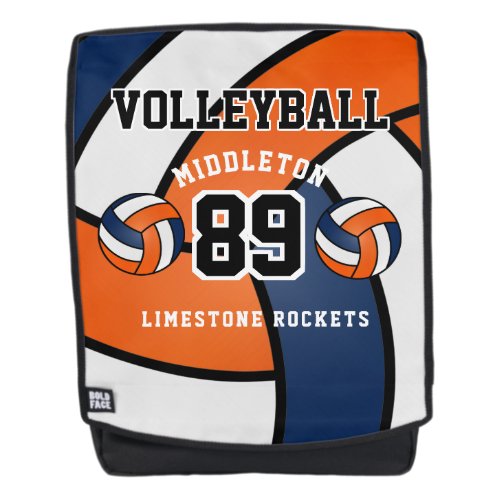 Volleyball in Orange Blue and White  Backpack