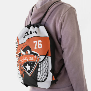 Volleyball in Orange - DIY Text Drawstring Bag