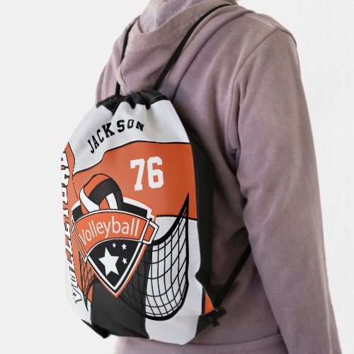 Volleyball in Orange _ DIY Text Drawstring Bag