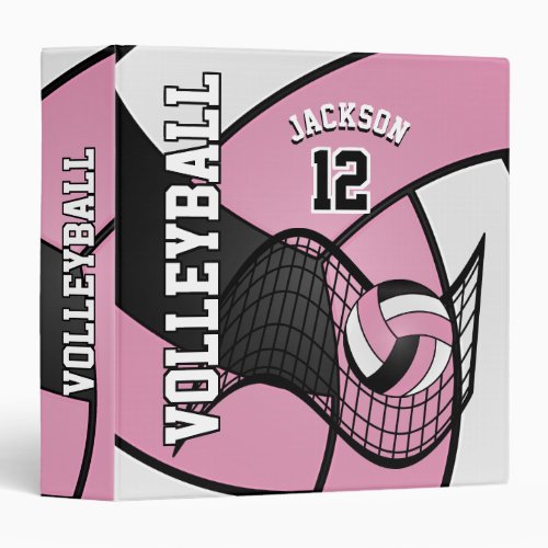 Volleyball in Pink Black and White 3 Ring Binder