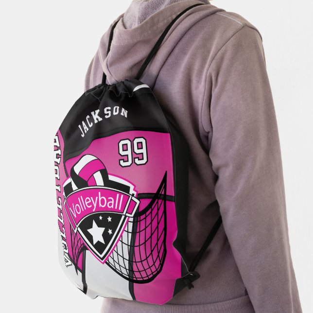 Volleyball in Pink -  DIY Text   Drawstring Bag (Insitu)