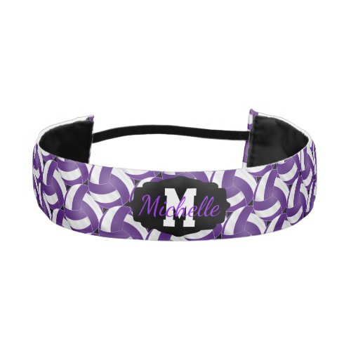 Volleyball  in Purple and White Athletic Headband