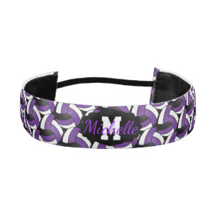 Volleyball 🏐 in Purple, Black and White Athletic Headband