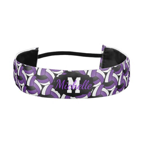 Volleyball  in Purple Black and White Athletic Headband