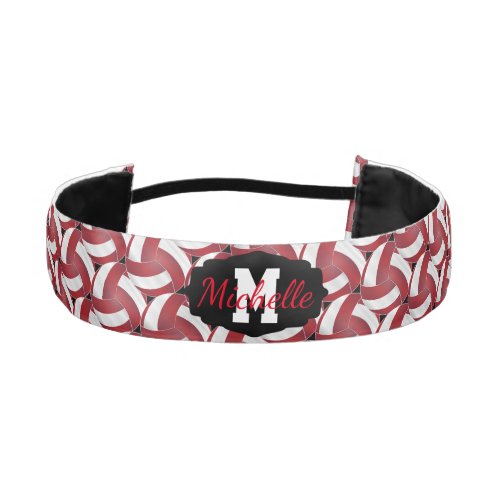 Volleyball  in Red and White _ Monogram Athletic Headband