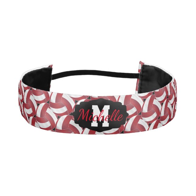 Volleyball 🏐 in Red and White - Monogram Athletic Headband (Front)