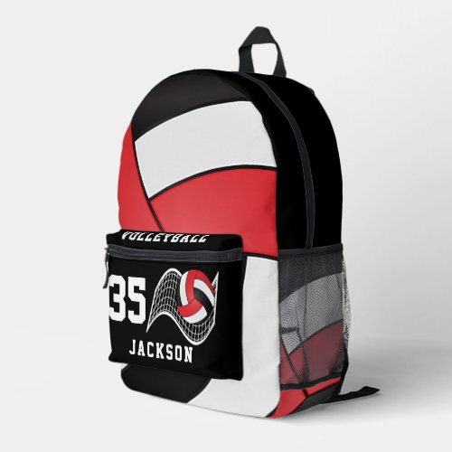 Volleyball in Red White and Black  Printed Backpack