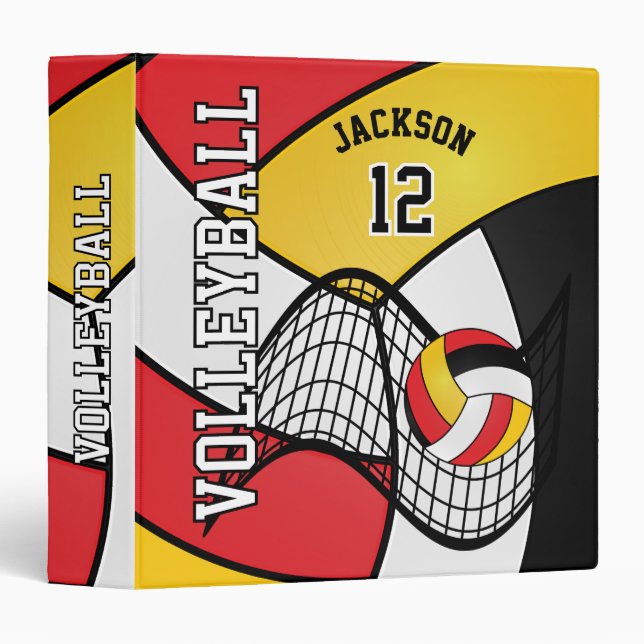Volleyball in Red, Yellow, Black and White Binder (Front/Spine)