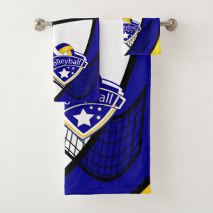 Volleyball in Yellow, Blue and White Bath Towel Set