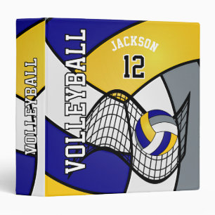 Volleyball in Yellow, Blue, Gray and White Binder