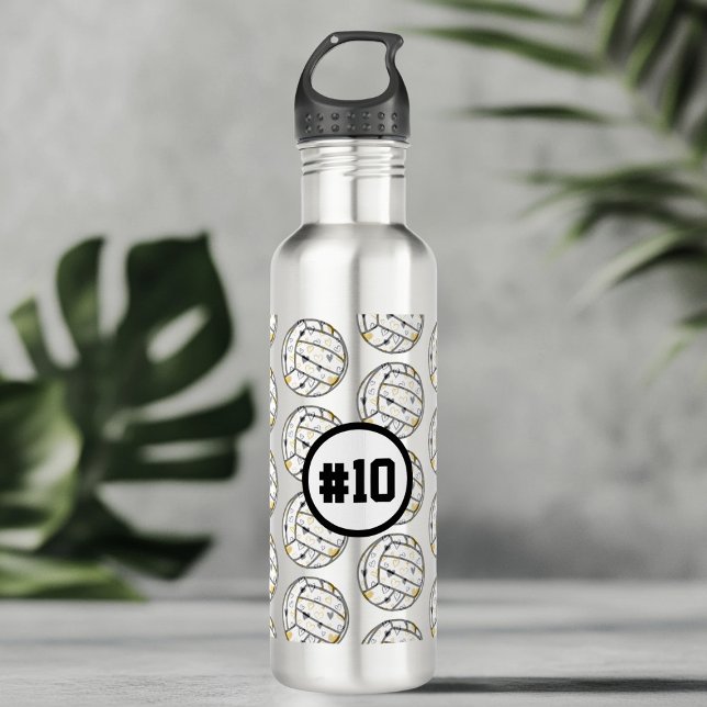 Volleyball Jersey Number Stainless Steel Water Bottle (Creator Uploaded)