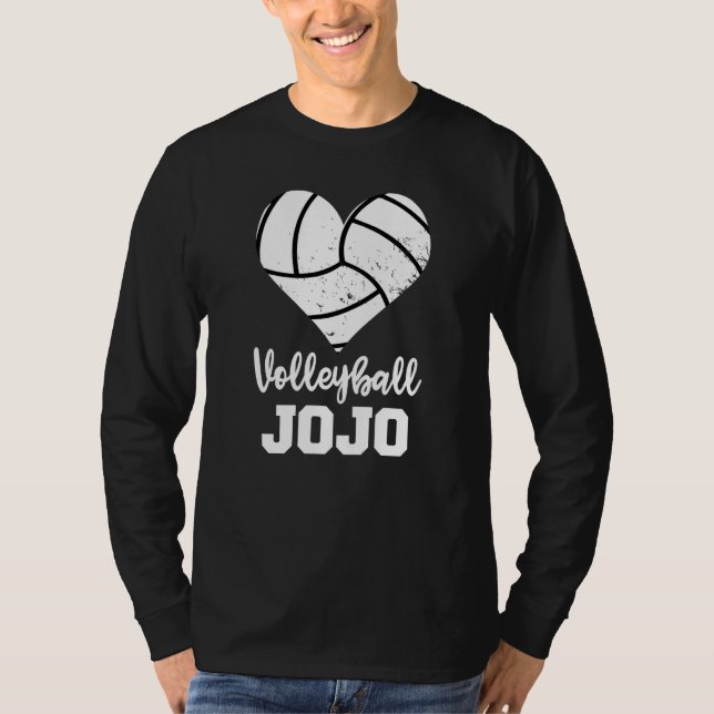 Volleyball Jojo Volleyball Heart Grandma Jojo T-Shirt (Front)