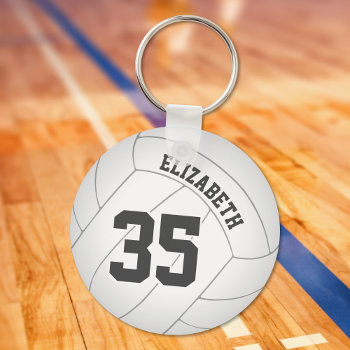 Volleyball Keychain Bag Tag W Name Jersey Number by katz_d_zynes at Zazzle