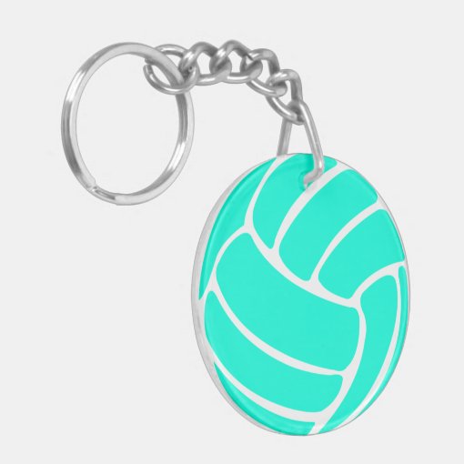 Volleyball Keychain w/Name Turquoise Zazzle