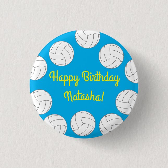 Volleyball Kids Birthday Party Sports Button (Front)