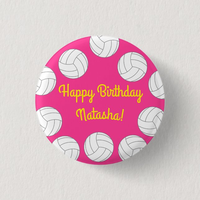 Volleyball Kids Birthday Party Sports Button (Front)