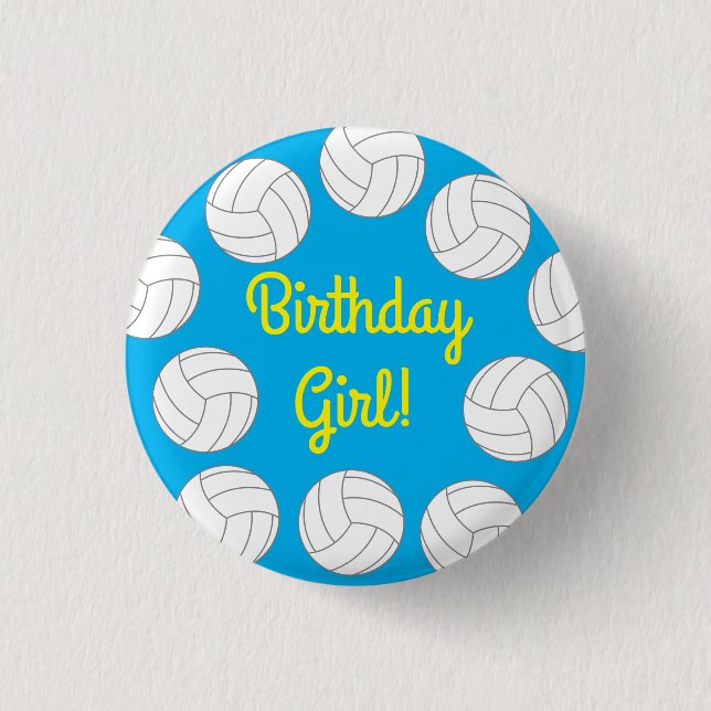 Volleyball Kids Birthday Party Sports Button (Front)