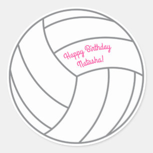 Volleyball Kids Birthday Party Sports Classic Round Sticker