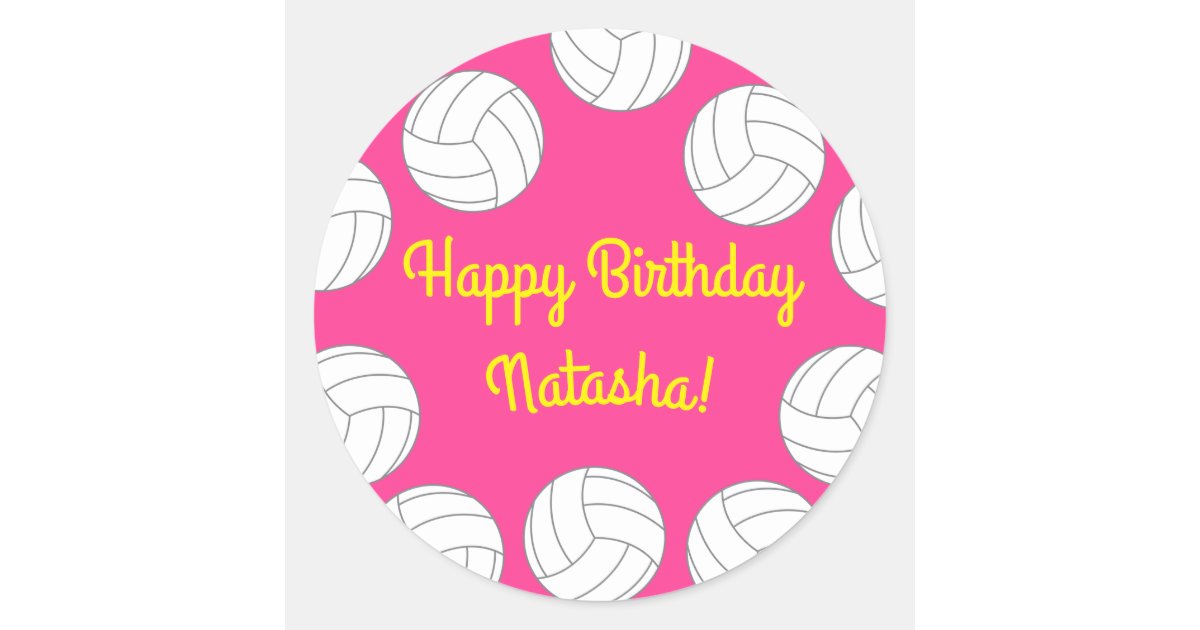 Volleyball Kids Birthday Party Sports Classic Round Sticker