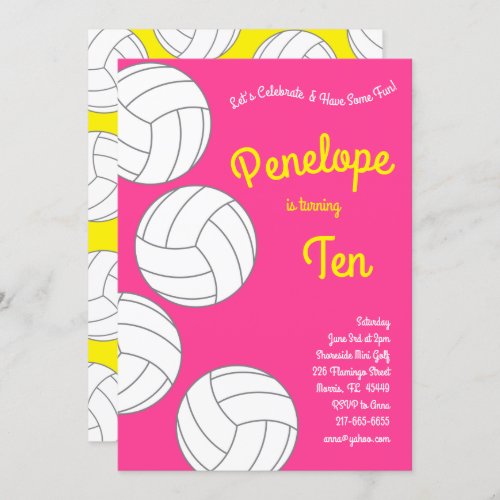 Volleyball Kids Birthday Party Sports Invitation