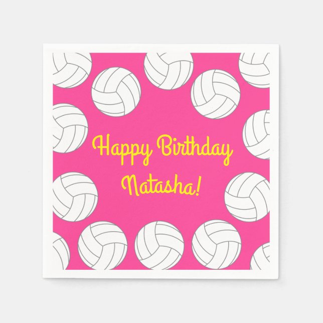 Volleyball Kids Birthday Party Sports Napkins (Front)