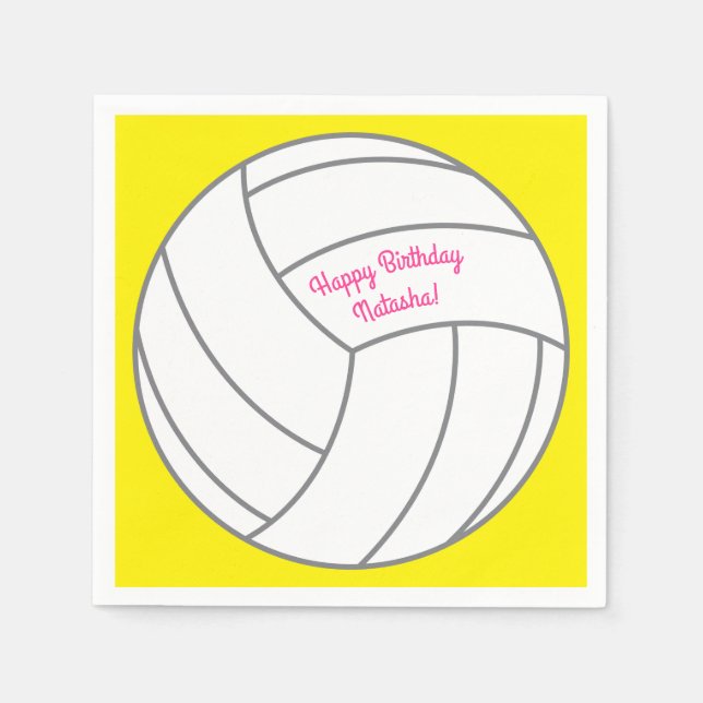 Volleyball Kids Birthday Party Sports Napkins (Front)