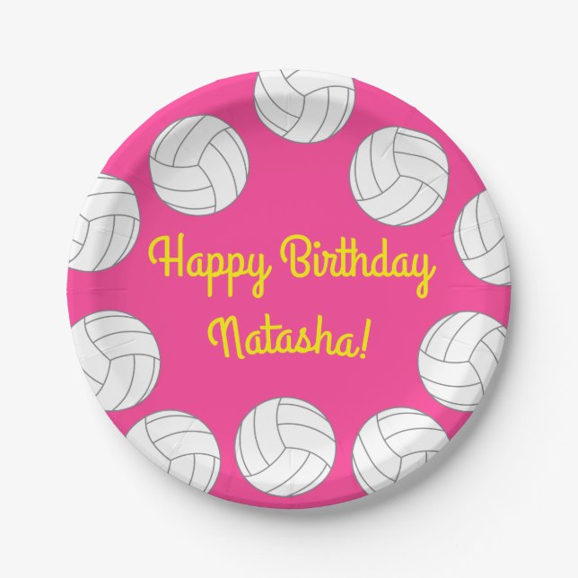 Volleyball Kids Birthday Party Sports Paper Plates (Front)
