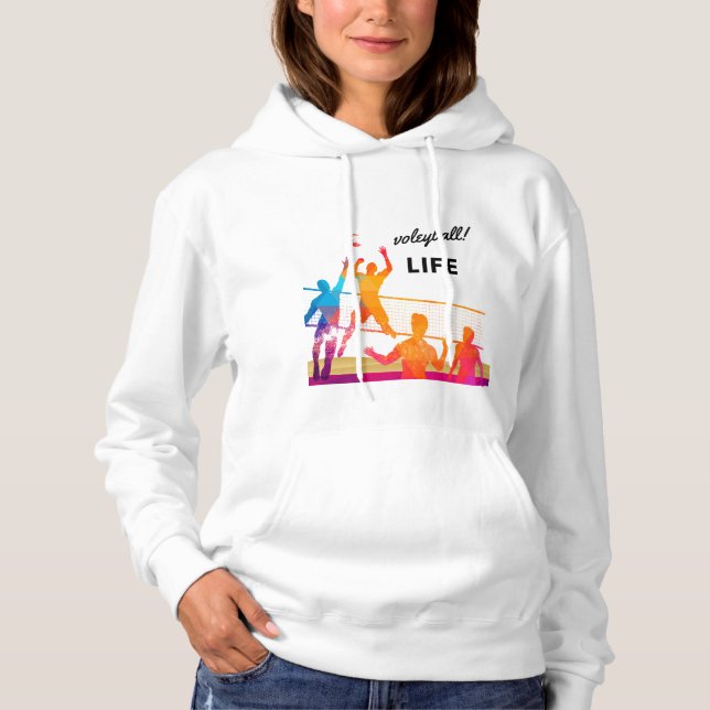 Volleyball Laife T-Shirt Hoodie (Front)