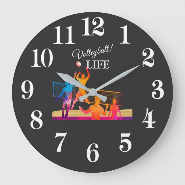 Volleyball Life  Large Clock (Front)