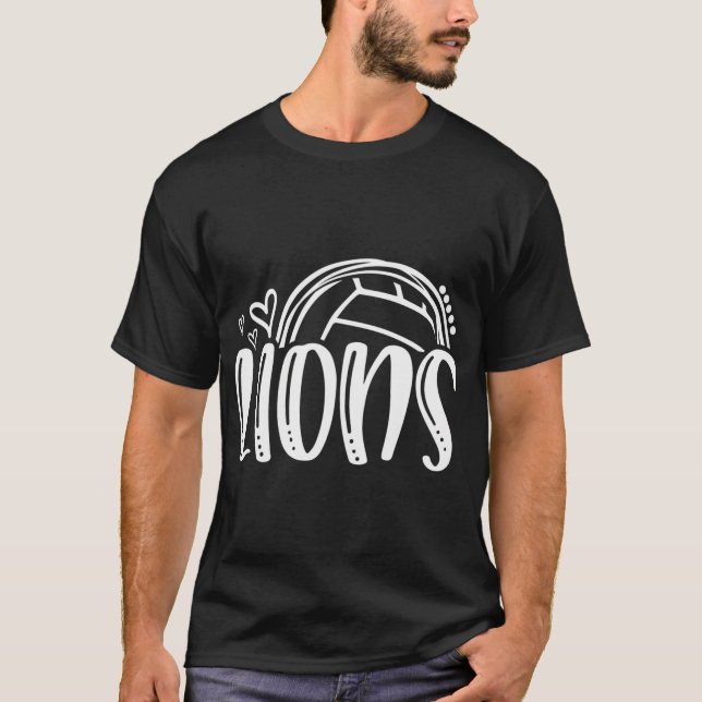 Volleyball Lions School Sports Fan Team Spirit T-Shirt (Front)