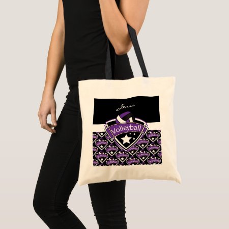 Volleyball Logo In Purple Tote Bag